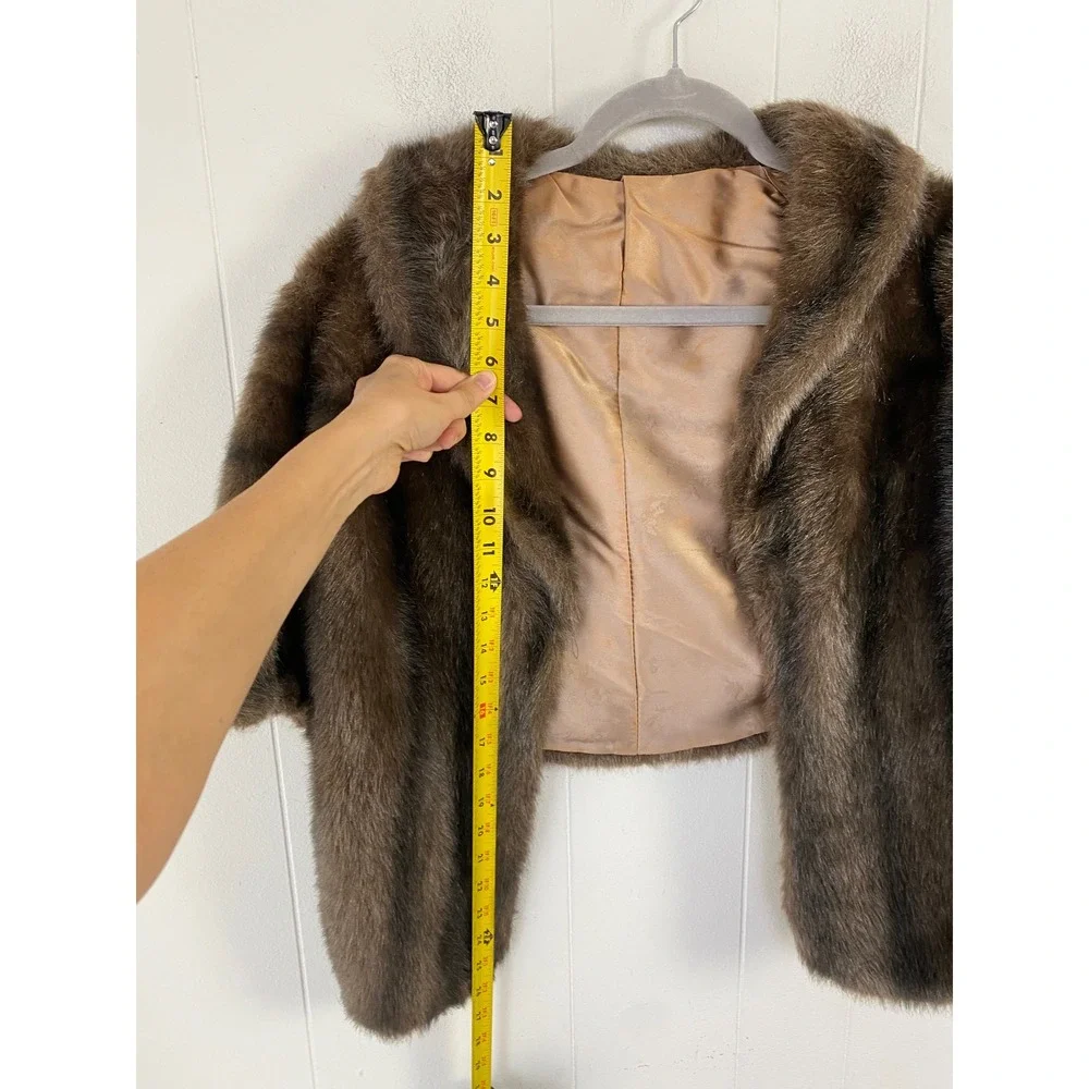 Regina Glenara by Glenoit Vintage Faux Fur Stole Wrap Brown Striped Shawl Collar